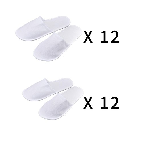 KRISMYA 24 Pairs Spa Slippers,Closed Toe Disposable Slippers,Non-Slip Slippers Fit Size for Men and Women for Hotel Home Guest Used,White
