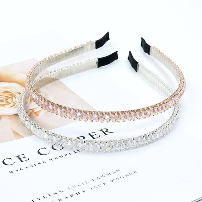 Lawie 10 Pack Crystal Rhinestone Headband, Glitter Sparkly Fancy Jeweled Headbands for Women, Skinny Elastic Metal Hair Bands with Fabric Ends, Fashion Headbands for Girls, Daily Work