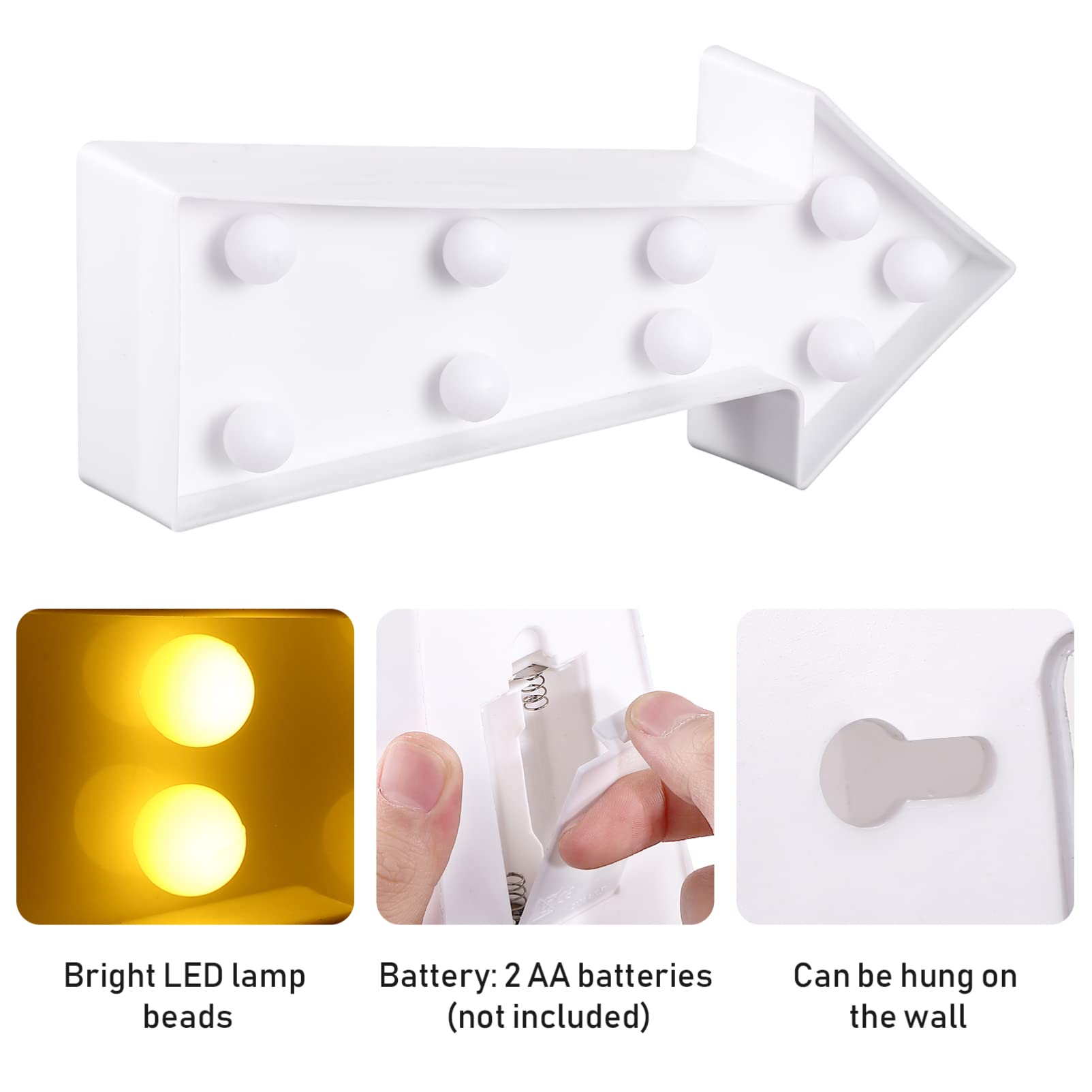 Uonlytech 3D Arrow Sign Light, Right Arrow Night Lighted Arrow Marquee Corridor Light Wall Decor for Bedroom Christmas Birthday Party