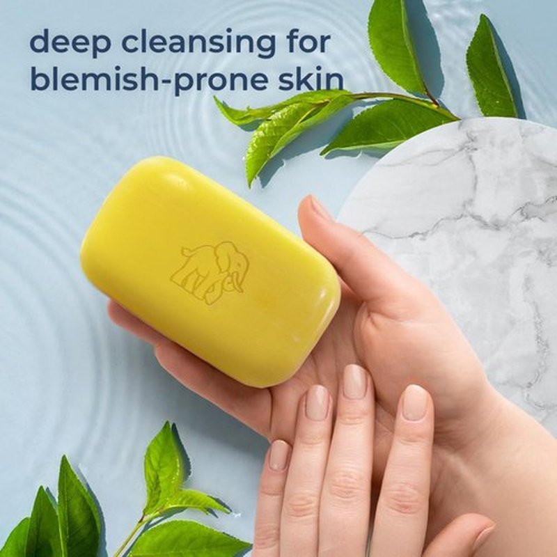 Natural Elephant Dead Sea Sulfur Soap 4.4 oz with Dead Sea Salt, Aloe Vera, Sulphur Face and Body Cleanser for All Skin Types (4 Pack (17.6 oz Total))