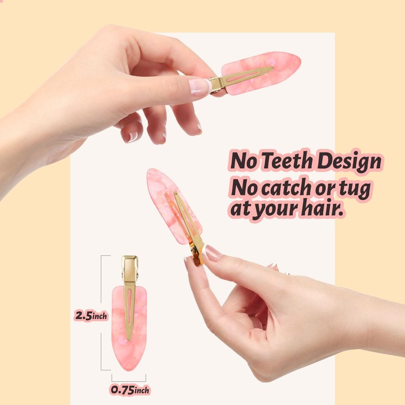 YIERSO 8 Pcs No bend Hair Clips No Crease Makeup Hair Clip Duckbill Clip No Dent Creaseless Alligator Hair Barrettes for Salon Hairstyle Women Girls Makeup Accessories Cellulose Acetate (PinkWhite)
