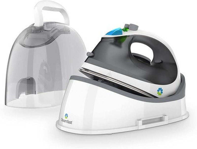 Steamfast SF-760 Portable Cordless Steam Iron - Non-Stick Sole Plate with Carrying Case | White