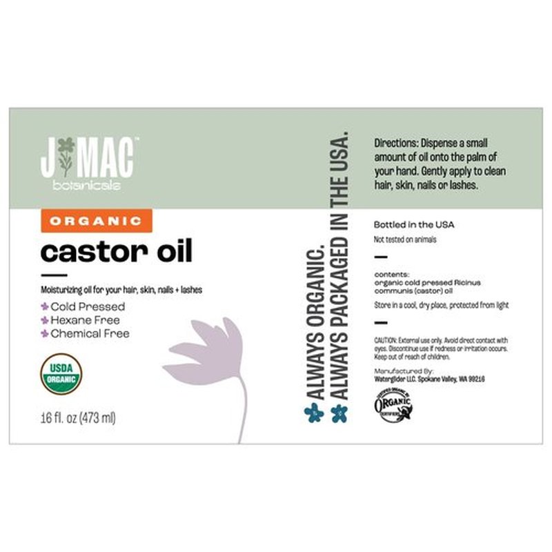 J MAC BOTANICALS, Organic Castor Oil Cold Pressed (Glass Bottle, 32 oz) pure unrefined, hexane free for face, skin, eyelashes, pack wraps, pads