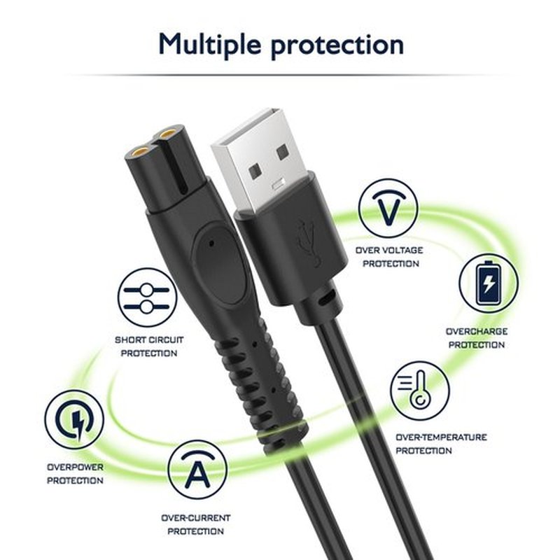Philips OneBlade Charger Cord - 5V Power Cable for QP2724, QP1924, QP2834 & More | 2-Pack