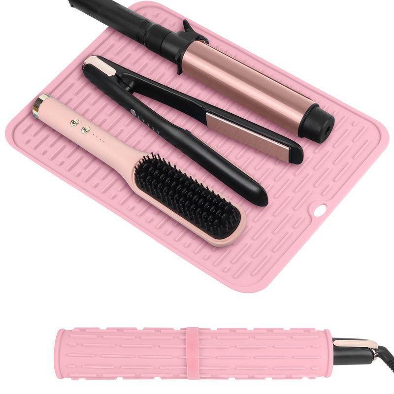 WRORUNER Oversize Silicone Heat Resistant Mat for Curling Irons, Flat Irons, Hair Straighteners and Hot Hair Styling Tools, Portable Hot Tools Cover Pad for Travel Vanity Salon(14.2" x 11.0")