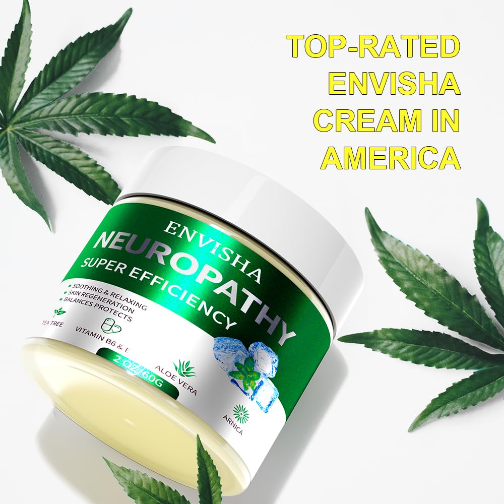 ENVISHA Neuropathy Cream with Menthol, Arnica, Aloe Vera, Emu, Vitamin B6, Extra Strength for Feet, Hands, Legs, 2oz
