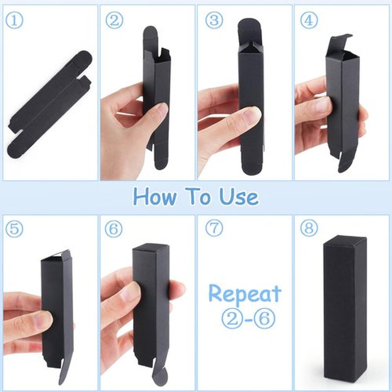 Cositina 100 Pack 0.78 * 0.78 * 3.34 inch Kraft Paper Lipstick Box Rectangle Lip Balm Kraft Boxes Essence Oil Bottle Packaging Organzier for Makeup Sample Tube Storage DIY Gifts - Black