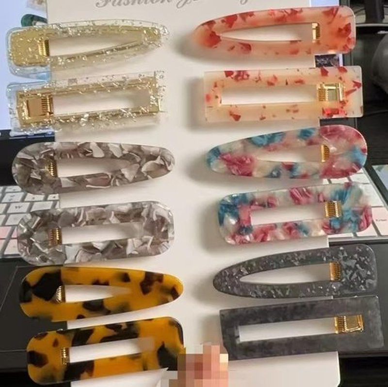 Parcce 12 Pieces Acrylic Resin Marble Hair Clips Set, Decorative Pearls Hair Barrettes Sweet Decorative Bobby Pins Hairpin Headwear Hair Accessories Headwear for Women and Girls…