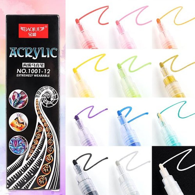 SUTOKAKA 12 Colors Nail Art Pens Set, Graffiti Dotting Nail Polish Pens Drawing Painting Point Liner Acrylic Painted Pen Kit for Home & Salon DIY Nails Art Design Manicure Tools