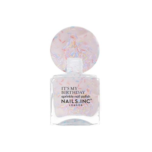 Nails Inc It’s My Birthday, Multicolor, Rainbow Sprinkles, Scented, Glossy, No Chip, Long Lasting, Quick Dry, Air Dry, Professional Manicures & Pedicures, Fingernail & Toenail, Nail Polish, 0.47 Fl Oz