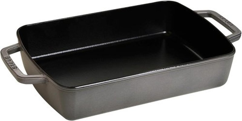Staub Cast Iron Roasting Pan - 12-Inch x 8-Inch, Graphite Grey, Made in France
