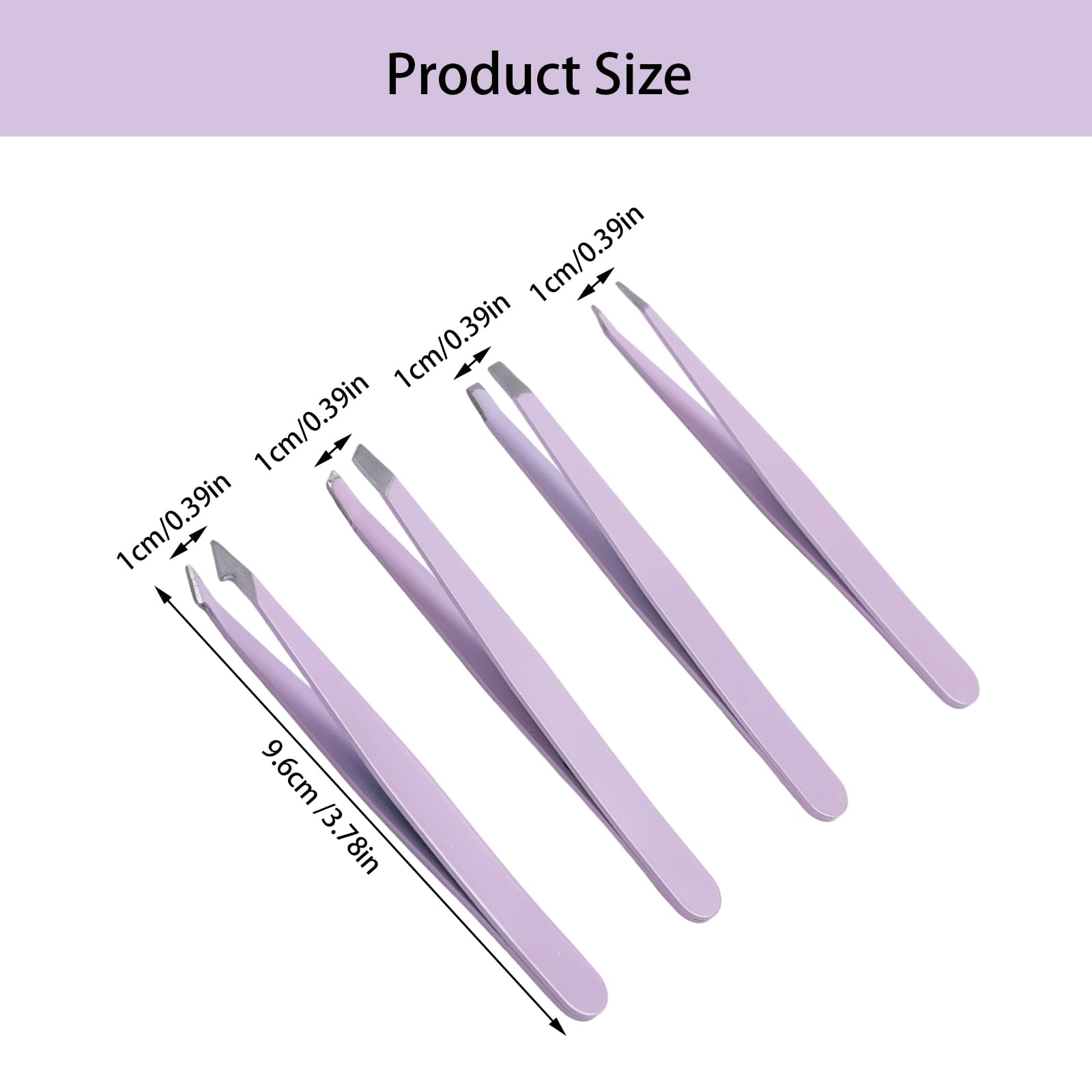 NovaPuff 4 Pcs Pink Professional Stainless Steel Tweezers Set, Precision Eyebrow Tweezers Splinter Remover Kit, High Precision Tweezers for Facial Hair/Inward Growing Hair/Blackhead Removal for Women