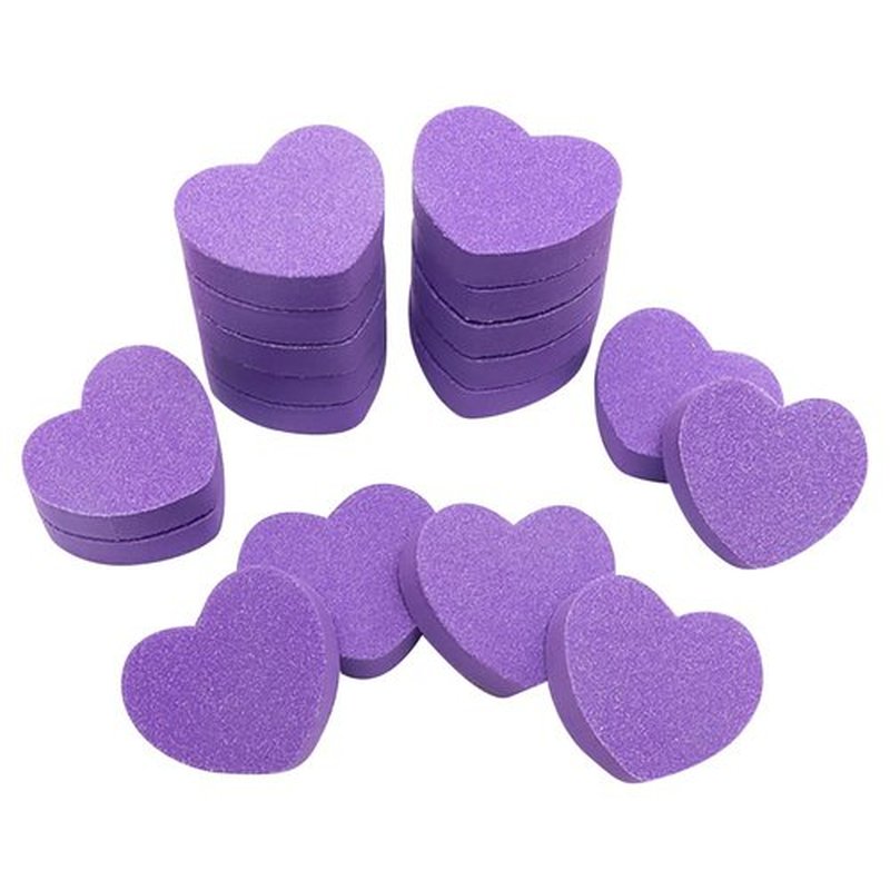 50 Pcs Heart Mini Nail Buffers Sponge Mini Nail Files Double Sided Nail Buffer Blocks Small Nail Sanding Blocks for Acrylic and Natural Nails Manicure Tools Purple