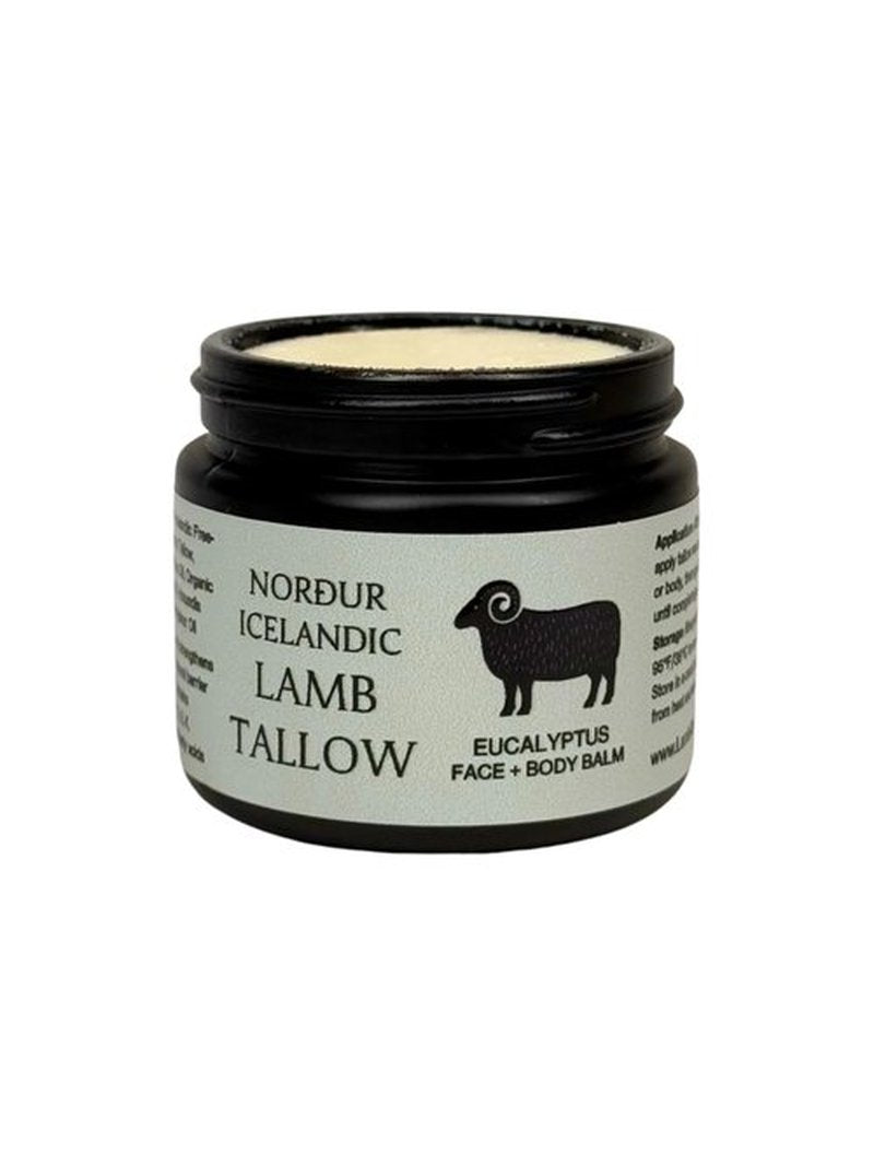 NORDUR 100% Icelandic Lamb Tallow for Skin Care - Face + Body - Whipped Moisturizer from Free Roaming Icelandic Lambs - Ultra Nourishing, 2 FL. oz. (Eucalyptus)