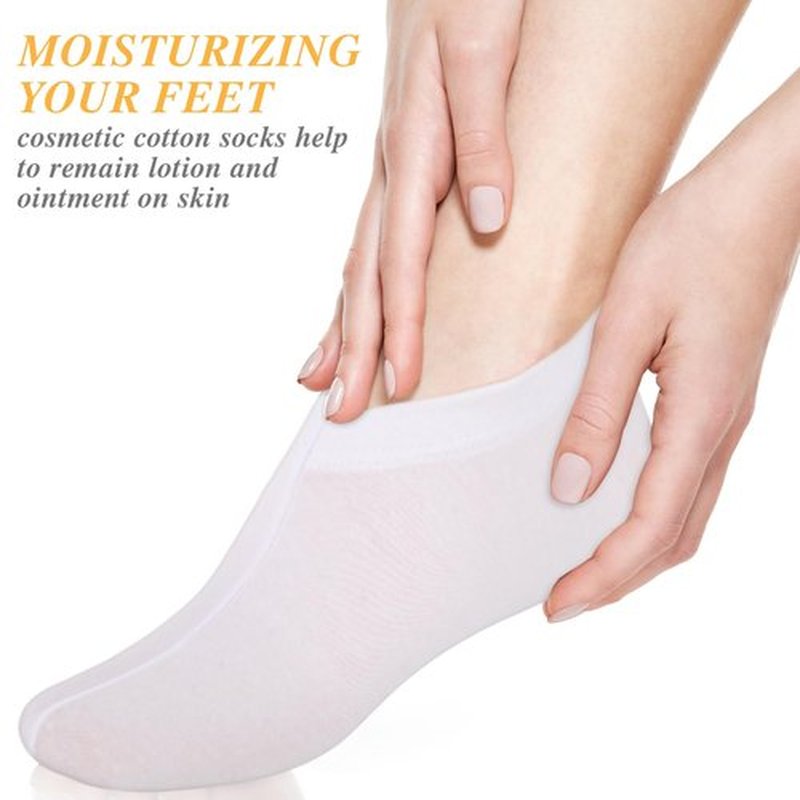 5 Pairs Foot Moisturizer Socks, Moisturizing Socks Overnight, Cotton Spa Socks for Cracked Heel Repair, Gel Spa Moisturizing Socks for Women and Men, White