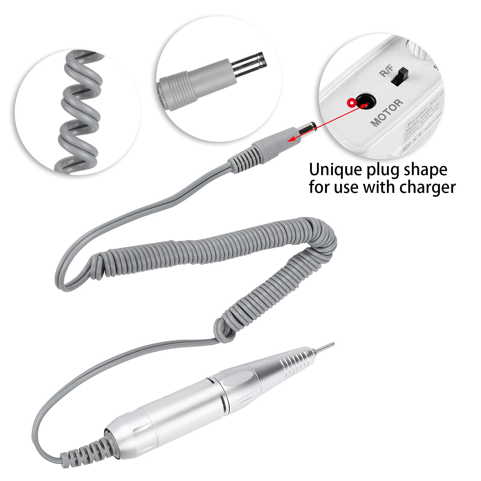 YUYTE 35000rpm Nail Polishing Machine Replacement Handle, Electric Nail Grinding Machine Accessory, Aluminum Alloy, YUYTEfpadeoi5nv1295