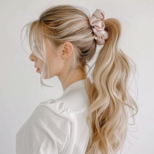 DAISYSILK 100% Mulberry Silk Scrunchie, Large Silk Hair Tie for Women, Soft Hair Accessory, Prevents Frizz, 1Pc, Pink