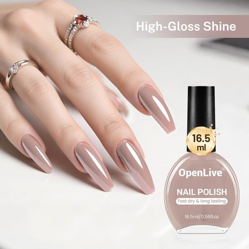 OpenLive 16.5ml Light Brown Nail Polish - Quick Dry, Long Lasting Shine for DIY Nail Art