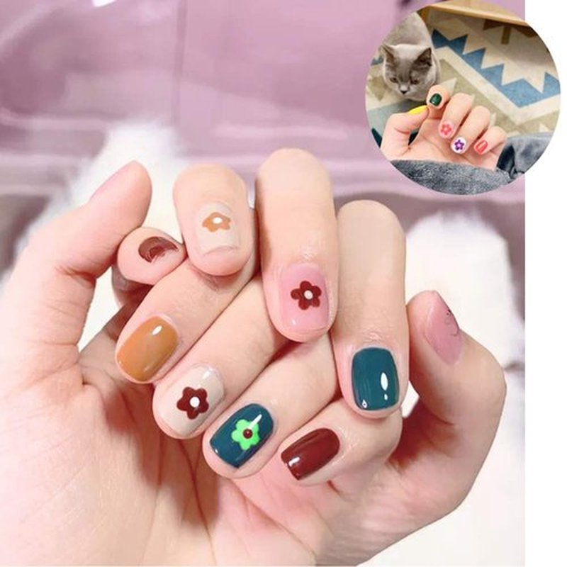 Fanoshon Cute Nail Decals Stickers for Women Girls Kids 200+ PCS, Self Adhesive Nail Tip Manicure Peduicure for Fingernails Toenails Fake Nails, Birthday Party Favors Christmas Stocking Stuffer