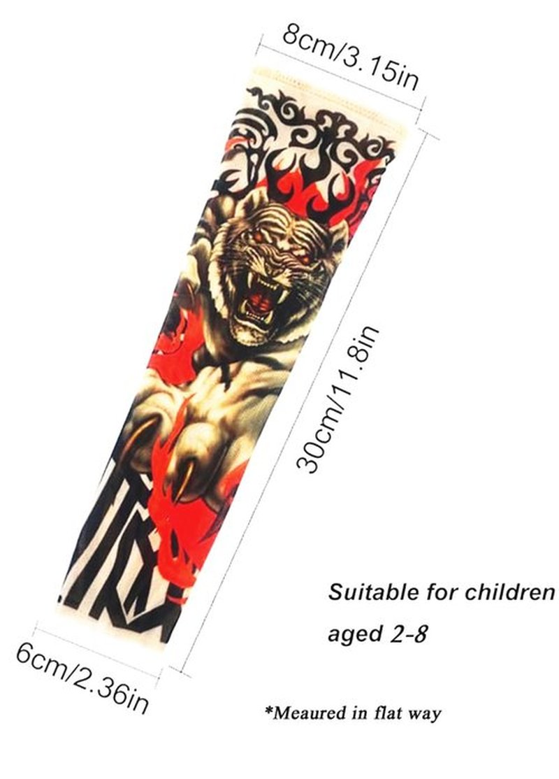 iToolai Kids Temporary Tattoo Sleeves,Fake Slip on Arm Sunscreen Sleeves for Boys and Girls,10pcs