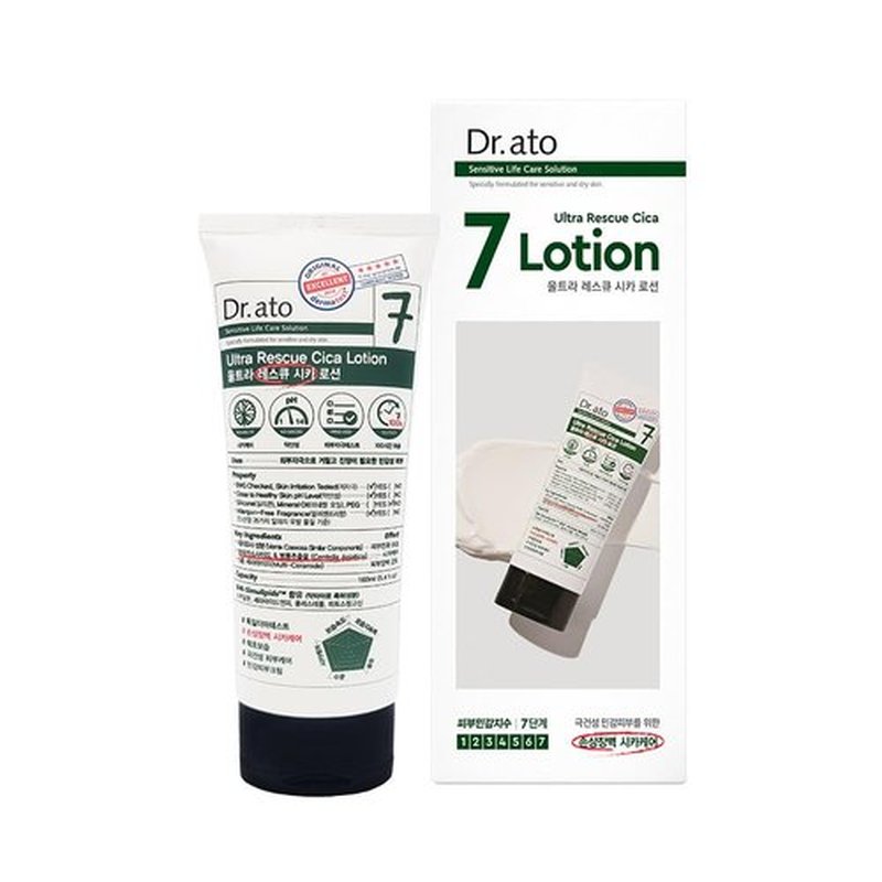 Dr.ato Ultra Rescue Cica Lotion for Body & Face Korean Skincare (5.4 Fl Oz)