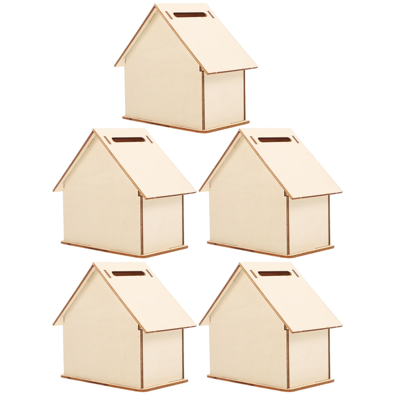 Angoily 20 Pcs DIY Piggy Bank Kids Unfinished Wood House Piggy Bank Coin Saving Box Change Container Craft Kit for Children to Decorate Doodle and Save Coins 4.13 X 8.66 X 3.93 in