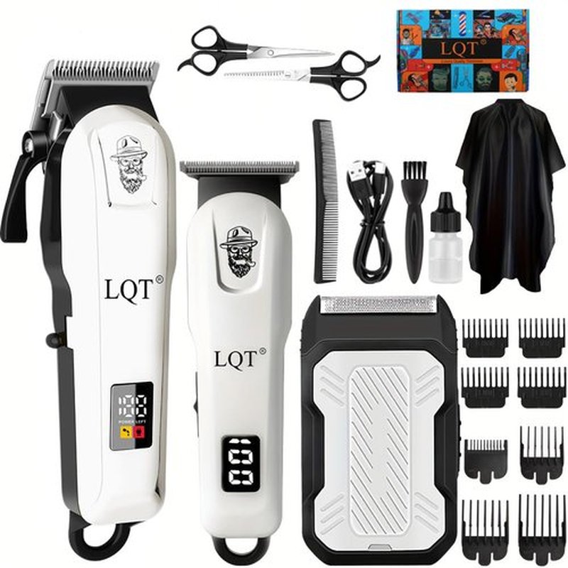 LQT Hair Clippers for Men, Professional Barber Clippers and Trimmer Set, Mens Cordless Clipper, 3 pcs setHair Cutting Kit for Men
