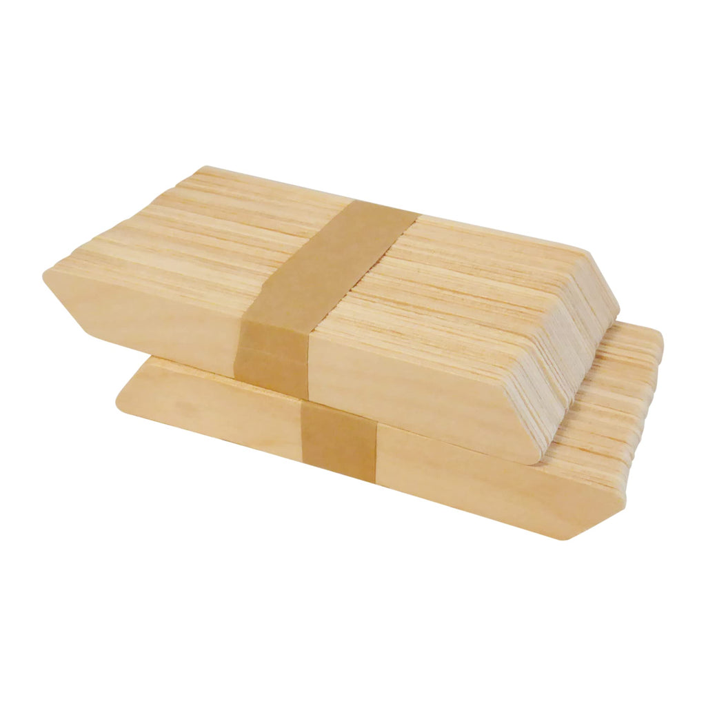 Waxness Wooden Waxing Spatulas 100 Pcs – Angled Applicator Sticks for Body & Precision Waxing, Disposable Birchwood – Professional Use