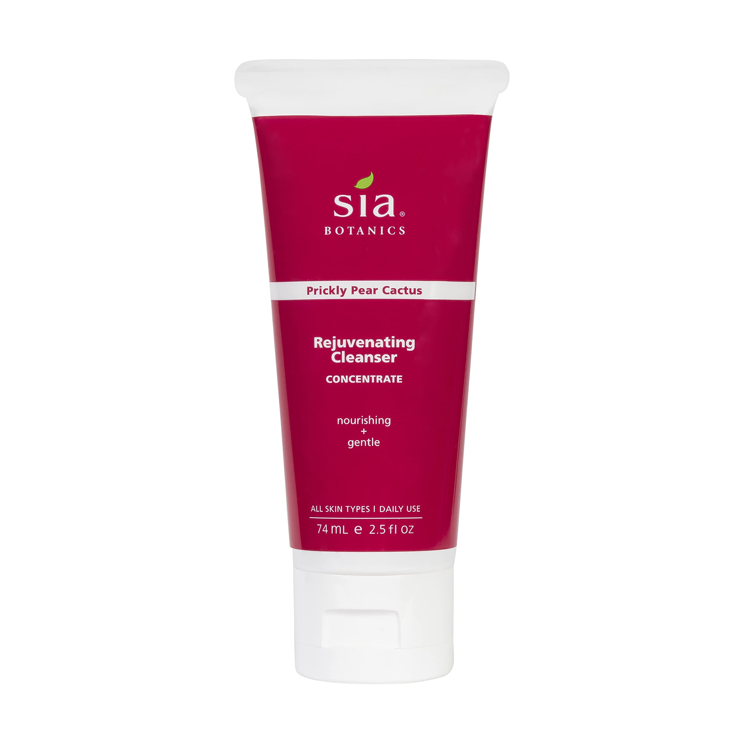 Sia Botanics Rejuvenating Facial Cleanser (74ml/2.5oz Eco Tube) | Face Wash w/Prickly Pear, Aloe Vera, Orange Blossom | Natural, Clean, Botanical Skincare for Women