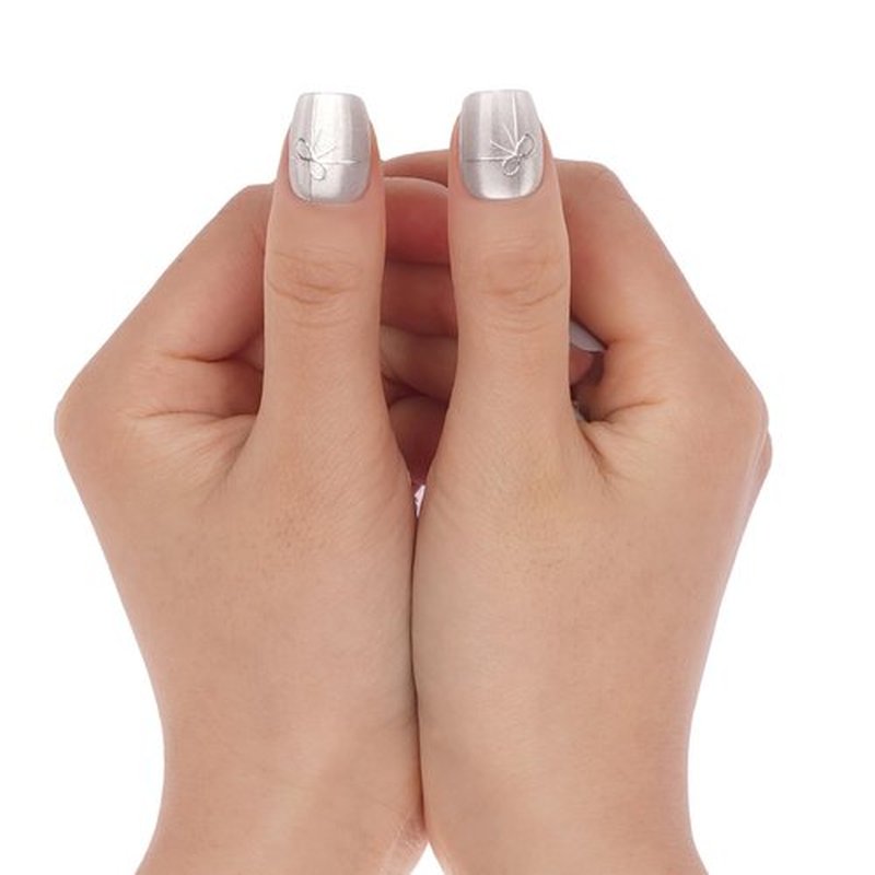 Short Square Press on Nails - Cateye Christmas Winter | Artificial Glossy White Cat Eye Fake Nails with Diamond & Snowflakes, Salon Quality Reusable False Nails Kit for Women & Girls (Size M)