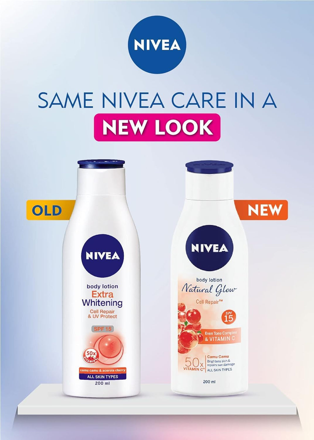 Nivea Body Lotion Natural Glow | Vitamin C SPF 15 | 400ml (13.52 Fl OZ)