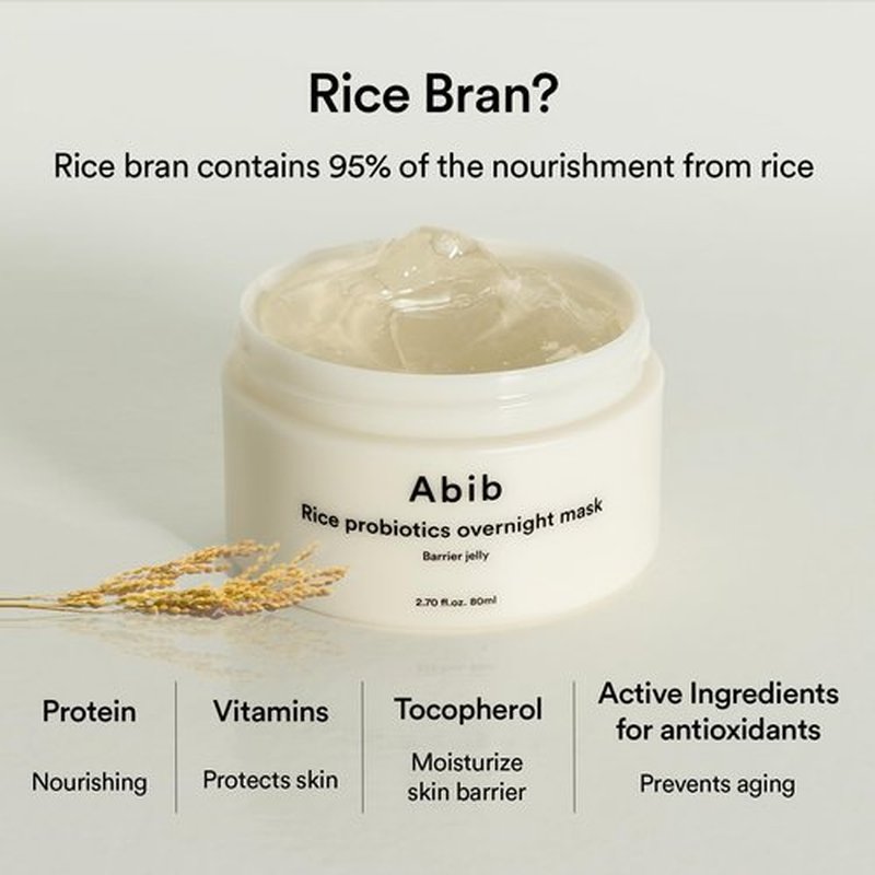 Abib Rice Probiotics Overnight Face Mask Barrier Jelly 2.7 fl oz | Korean Sleeping Mask for Glass Skin | Moisturizing & Slugging Cream