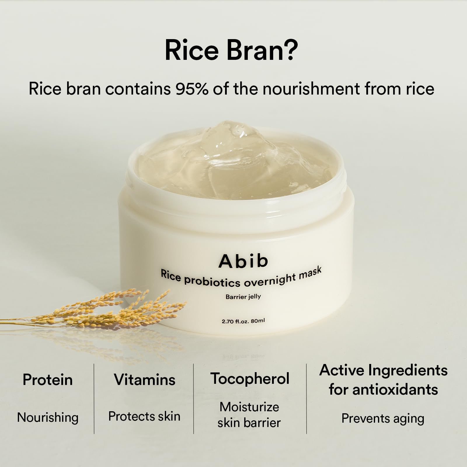 Abib Rice Probiotics Overnight Face Mask Barrier Jelly 2.7 fl oz | Korean Sleeping Mask for Glass Skin | Moisturizing & Slugging Cream