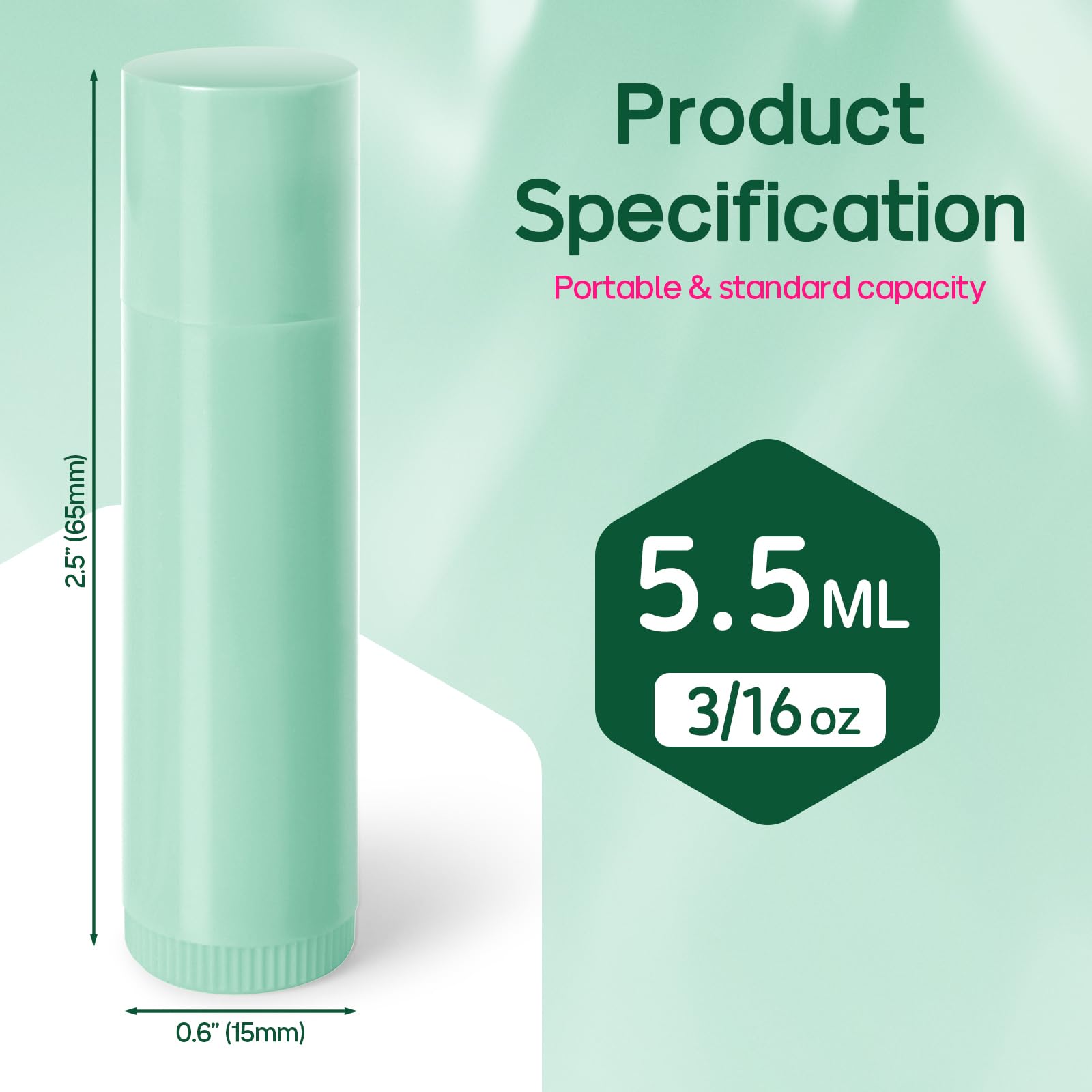 Sherules 50Pcs Empty Lip Balm Tubes 5.5ml - BPA Free and Leak-Proof Small Twist-Up Lip Containers for DIY Homemade Lipstick Balm,Pink