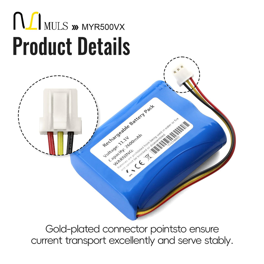 MULS 12J001609 Battery Replacement for Moneual Everybot RS500 RS700 Robot Vacuum Cleaner with Tools 11.1V 2600mAh