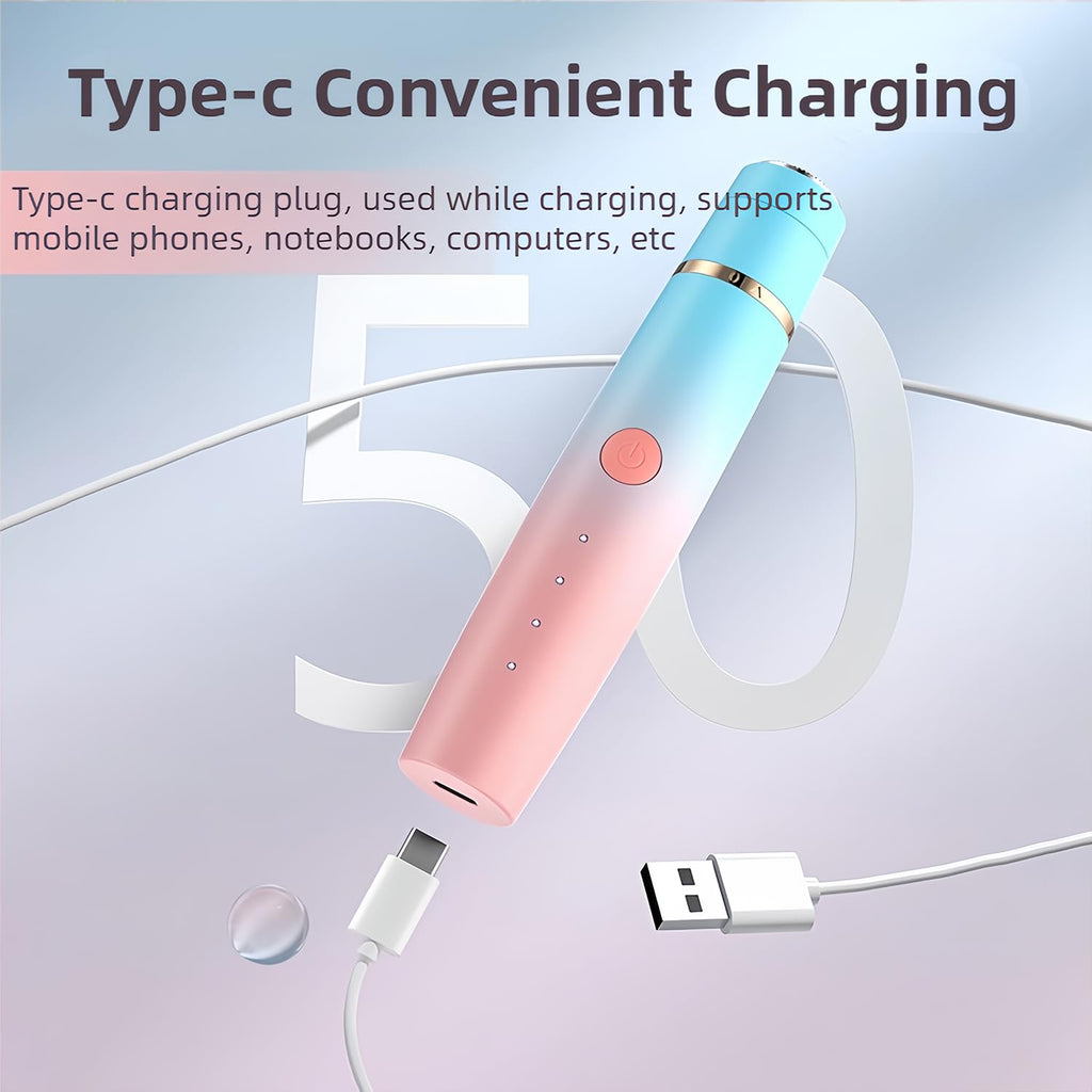 PanniOhye 4-in-1 Electric Facial Hair Trimmer for Women, Rechargeable Waterproof Eyebrow Epilator with Multiple Heads, Blue and Pink Gradient