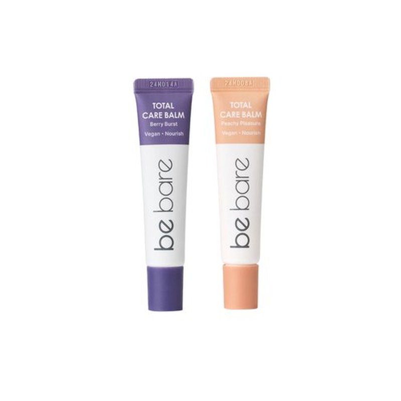 Naisture Be Bare Total Care Balm Dual Pack - Berry Burst and Peachy Pleasure Nourishing Multi-Balm with Vitamin E for Moisturizing Lips, Nails, Elbows and Dry Skin (2 pc)