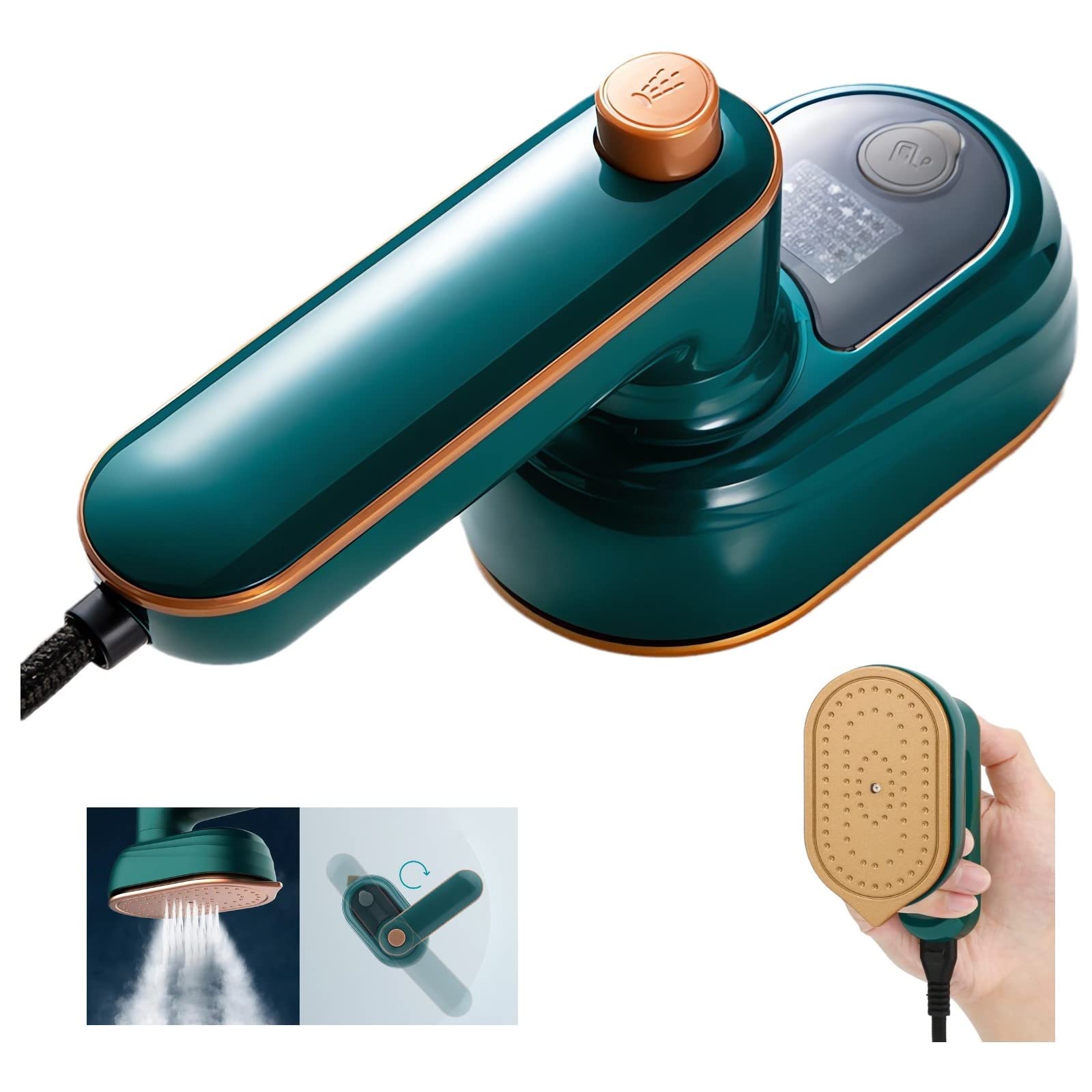 WIMCBLL Portable Steam Iron - 2023 New Travel Mini Steam Iron, Portable Micro Small Iron Dry & Wet Ironing Machine, Steamer for Clothes Size, Foldable Handheld Iron and All in One (Green)