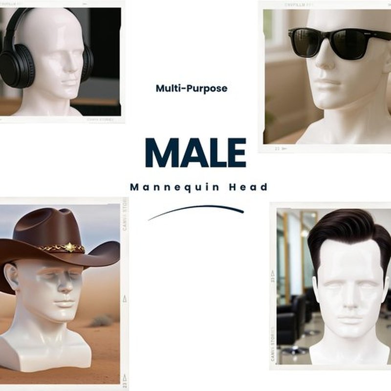 lightmay Male Mannequin Head – 13.7” Bright White Wig Stand for Hats, Wigs, Headphone, Glasses – Great for Styling, Display & Storage (Bright White, 13.7)