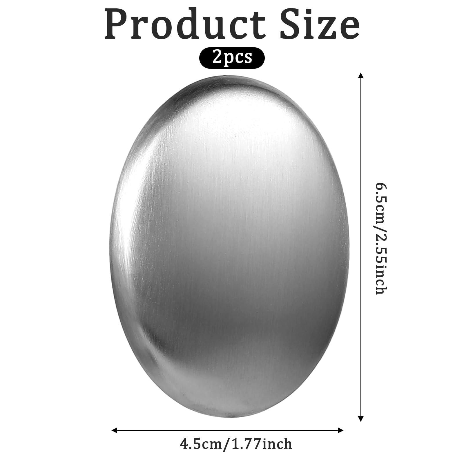 COMNICO 2 Pack Stainless Steel Soap Bar, Silver Odor Remover Magic Metal Odor Absorber Soap Rubbing Stone Kitchen Gadgets Eliminating Hands Skin Smell Like Onion Garlic Strong Scents (Oval)