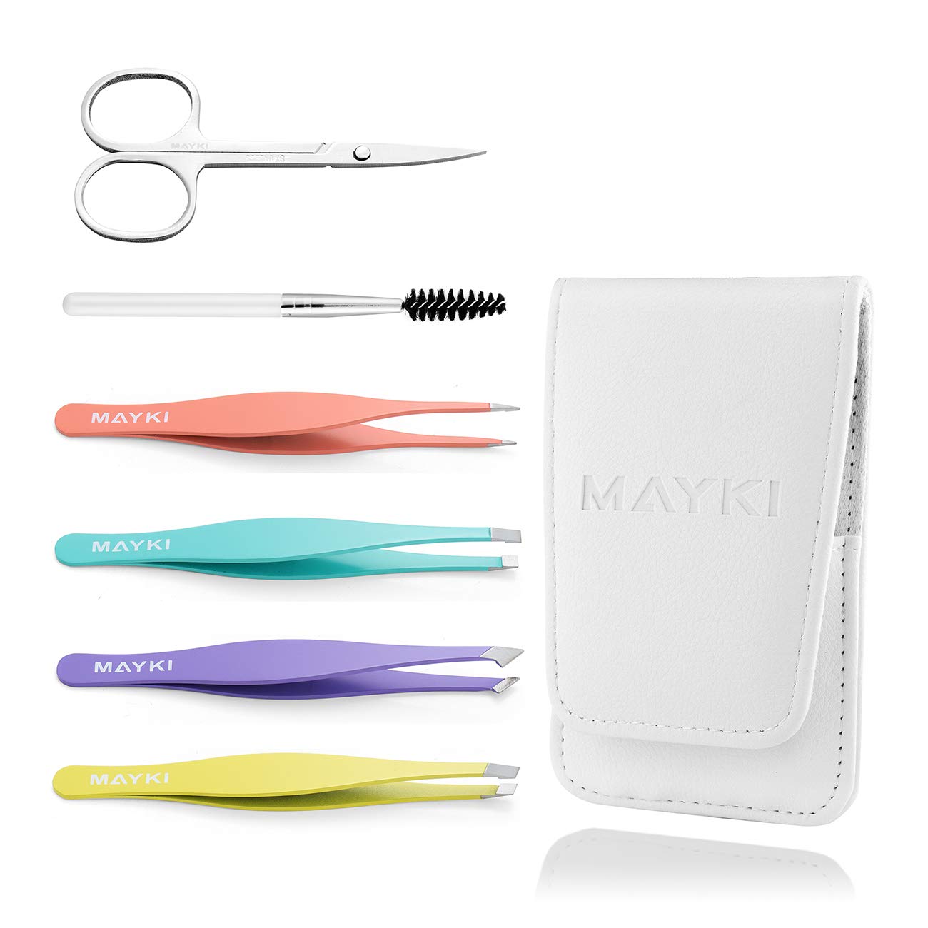 Eyebrow Tweezers Women 6Pcs, Full Size Professional Eyebrow Tweezers Kit, Precision Tweezers Set for Eyebrow/Ingrown Hairs/Splinter/Facial Hair Removal by MAYKI