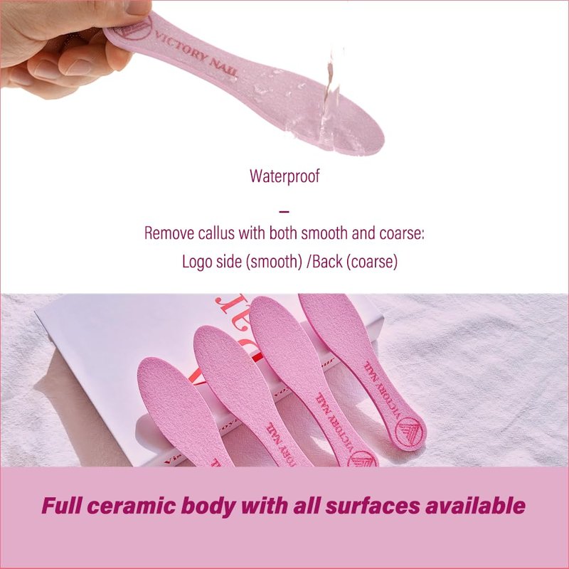 VICTORY NAIL 1PCS Medium and Rough Grit Ceramic Pink Foot File Double-Sided Callus Removal