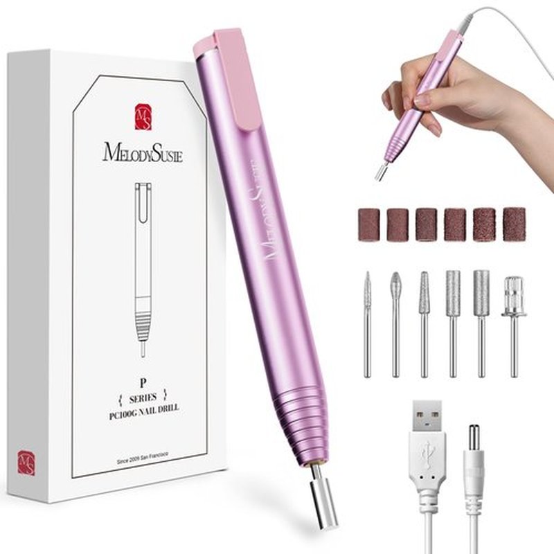 MelodySusie PocketNail Slim Ergonomic Pen-Shaped USB Nail Drill, PC100G 20002RPM Portable Electric File for All Manicure, Pedicure Nail Care, Shaping & Gel Removal at Home for Beginners