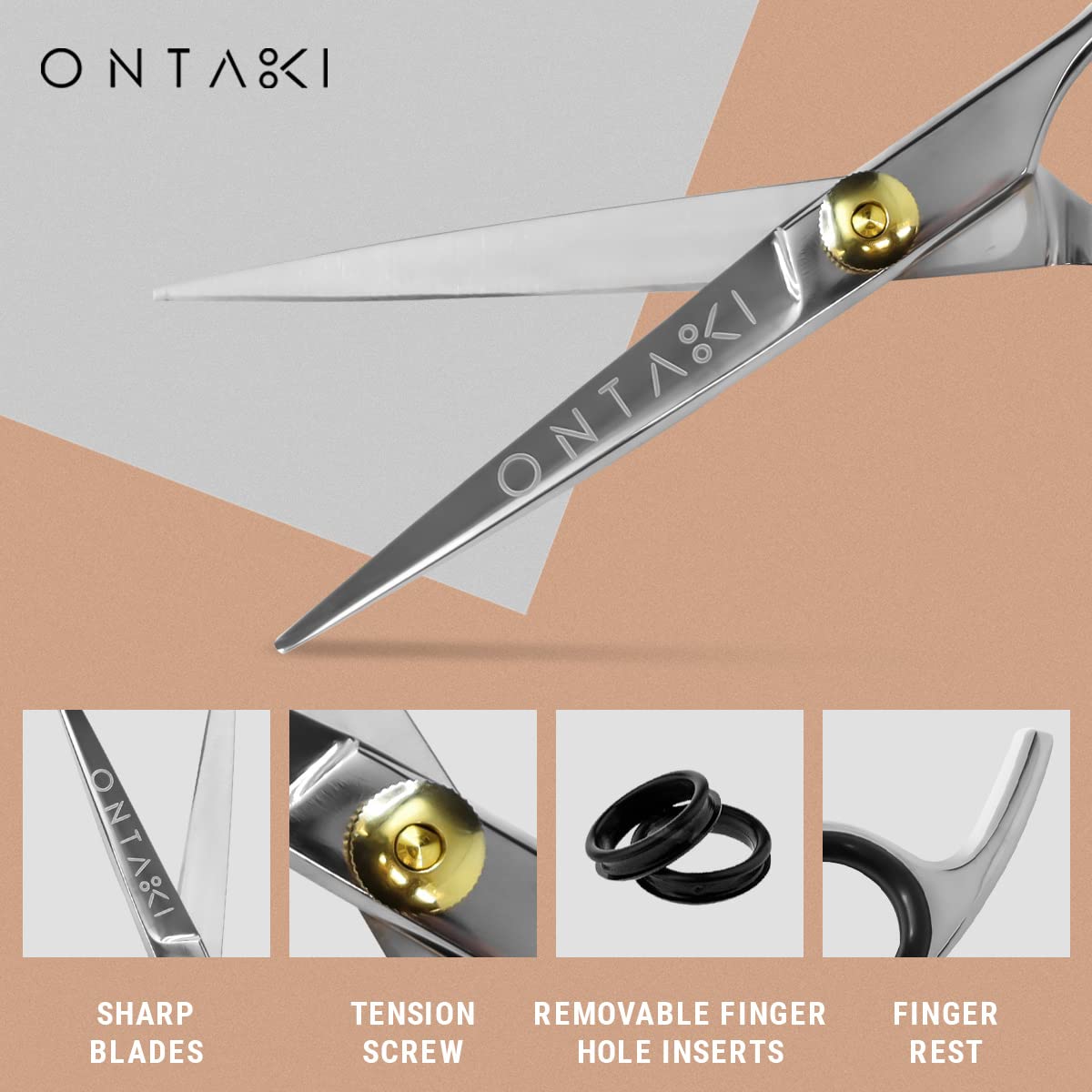 Ontaki Hair Scissors & Thinning Shears Kit - 7 in, Silver, Japanese Steel - Precision Hair Cutting Scissors - Ergonomic Comfort Grip with Thinning Shear - Includes Styling Comb & Pouch