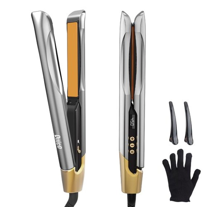Quico Hair Straightener, Professional Flat Iron with Hair Care, 11 Temps Settings, Dual Voltage Hair Straightener and Curler with Auto Shut-Off, Smart 3D Ceramic Floating Plates, 12s Fast Heating
