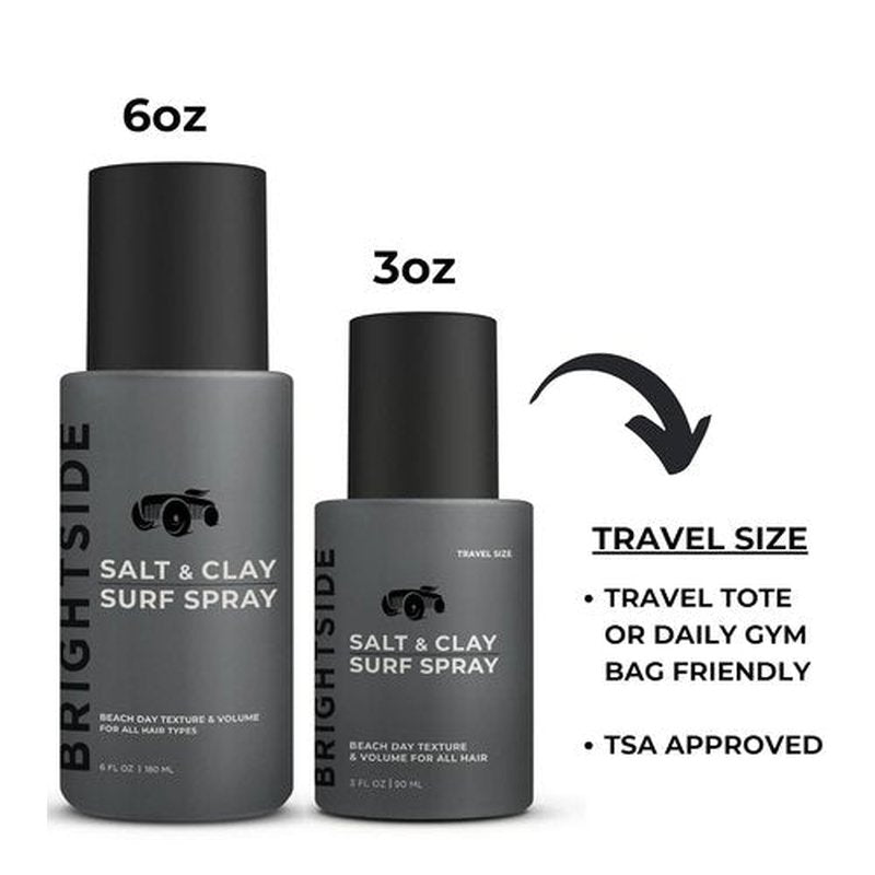 Brightside Salt & Clay Surf Spray - Instant Volume & Texture for Thicker Hair - 3oz Travel Size, Alcohol-Free