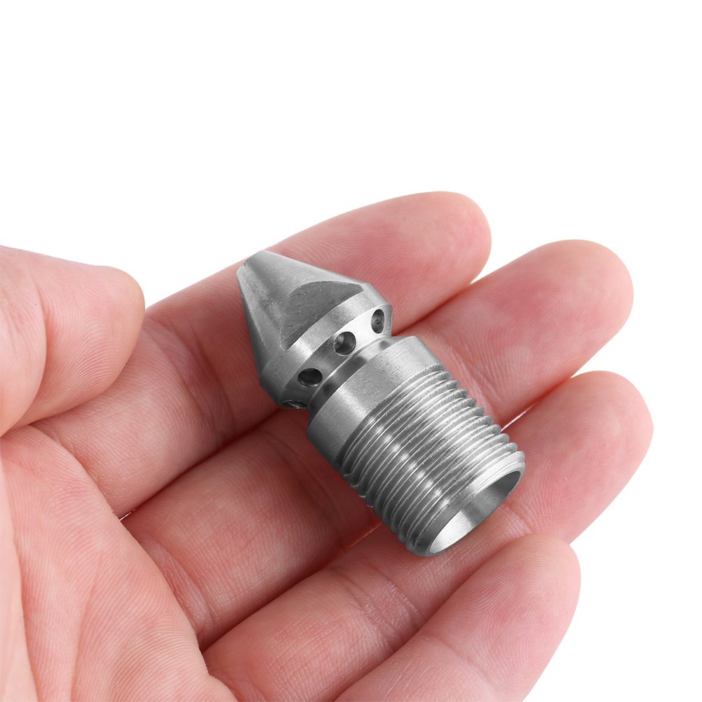 Stainless Steel SS304 Drain Cleaning Nozzle Pressure Washer Sewer Jetter Nozzle 3/8" Male Thread Pressure Sewer Jet Cleaning Water Pipe Drain Jetter Nozzle - 250 Bar