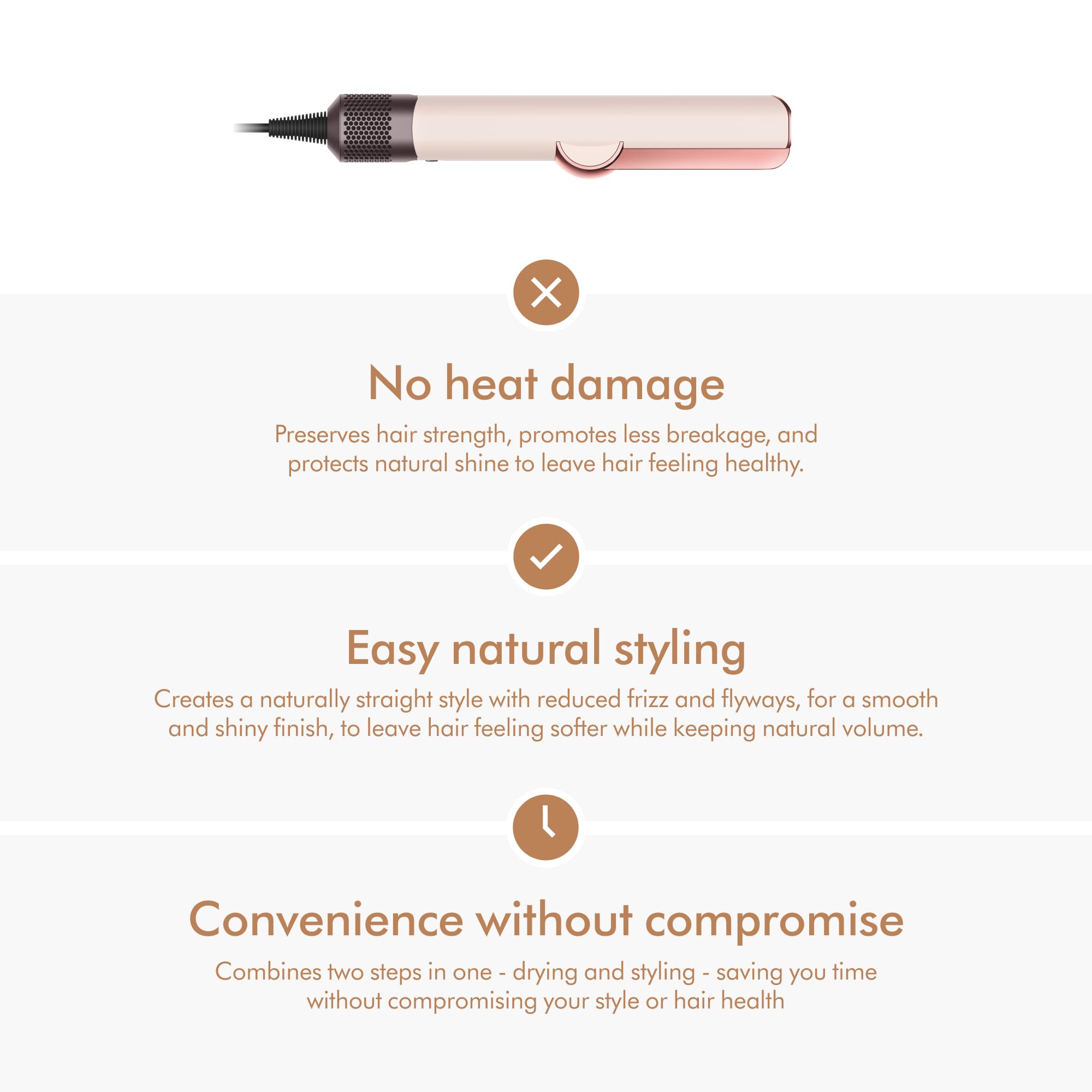 Dyson Airstrait™ Straightener, Wet to dry hair straightener, No heat damage, No hot plates, All hair types