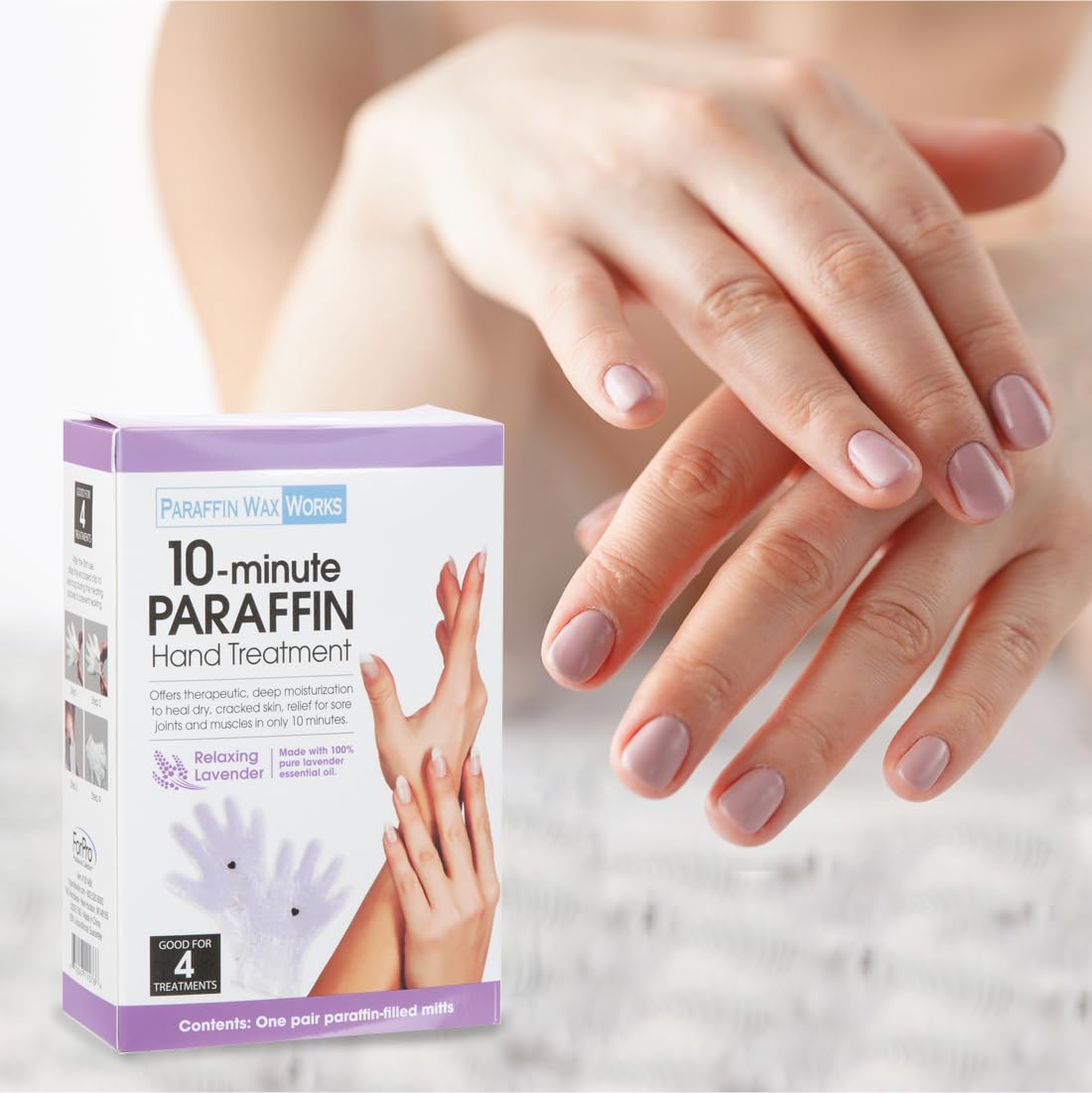 Paraffin Wax Works 10-Minute Paraffin Hand Treatment, Relaxing Lavender, Spa and Home Treatment Gloves, One-Pair