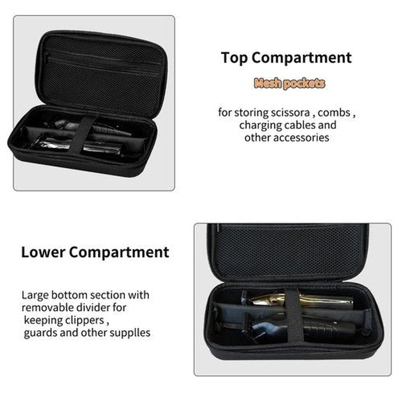 Janebert Hard Travel Case for Hair Clippers, Hair Cutting Barber Supplies Holder, Trimmer Organizer Storage Bag for Ufree/Hatteker/Oneisal/Wahl 5Star/Andis Men Razor Guard Grooming Kits (Black)